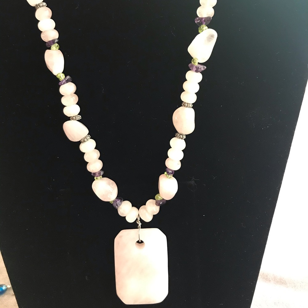 Pink quartz necklace
